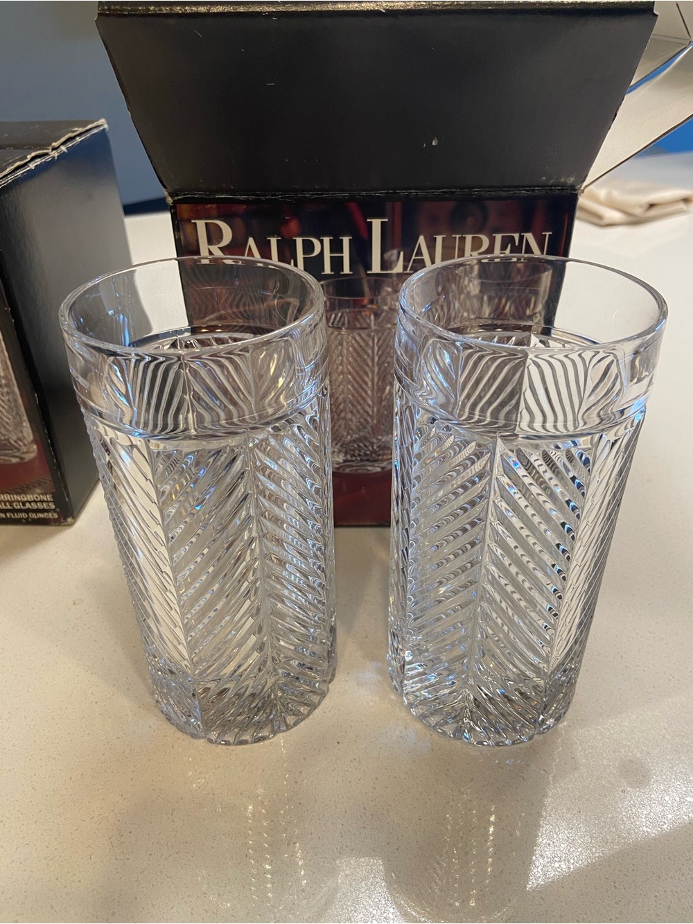 Set of 8 Ralph Lauren lead Crystal Highball Glasses - Clear